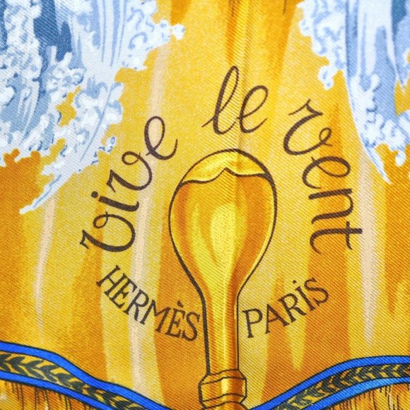 Authentic HERMES Carre 90 Scarf "Vive Le Vent" Silk Red - Picture 7 of 13